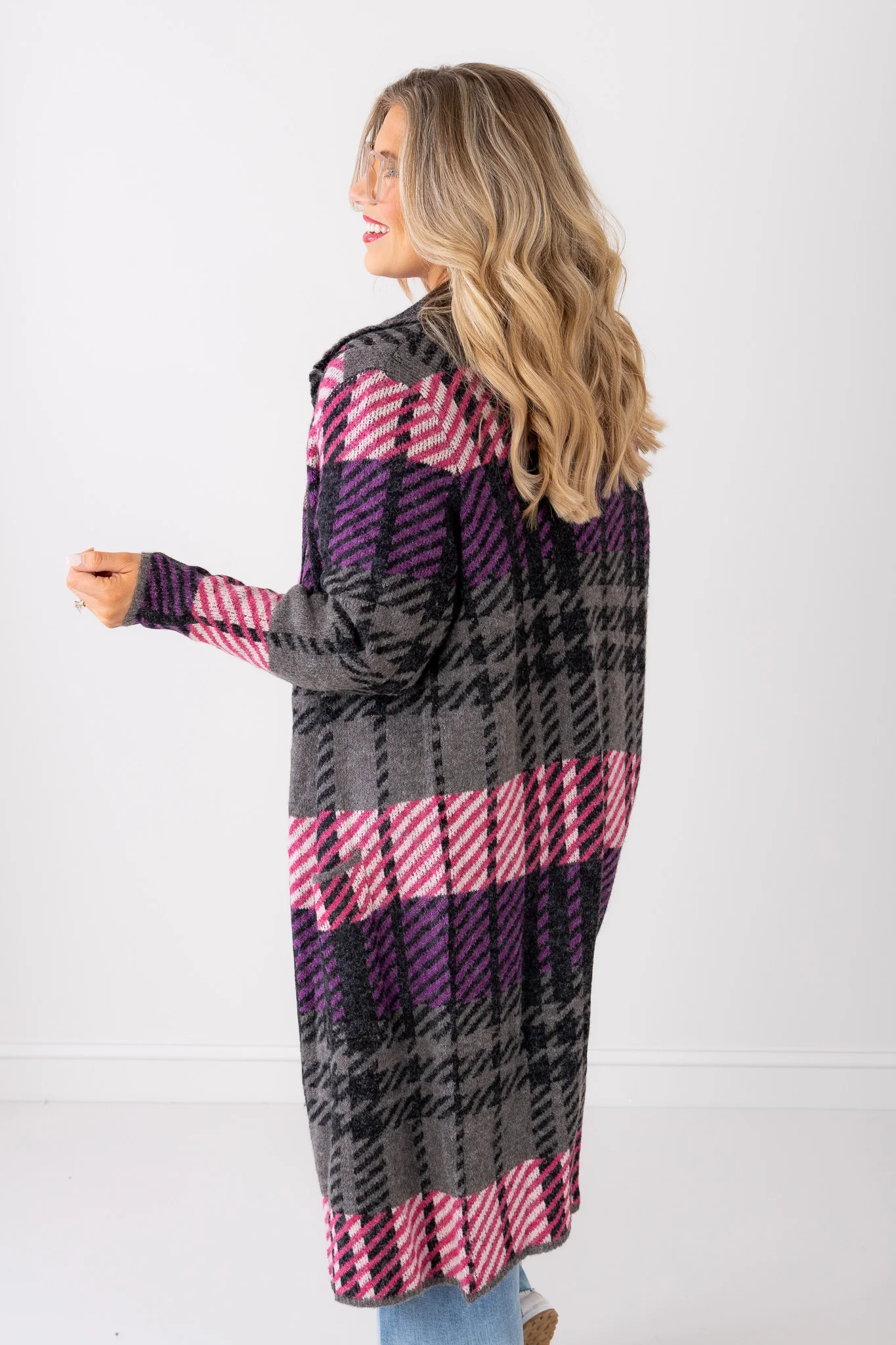 DOORBUSTER Save it for Later Grey Toronto Plaid Long Sleeve Jacket - Image 4