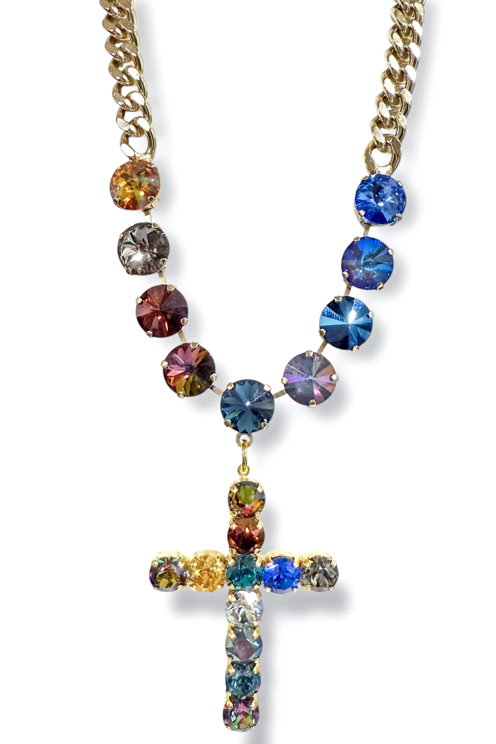 TOVA Sofitella Navy Mix Cross Necklace