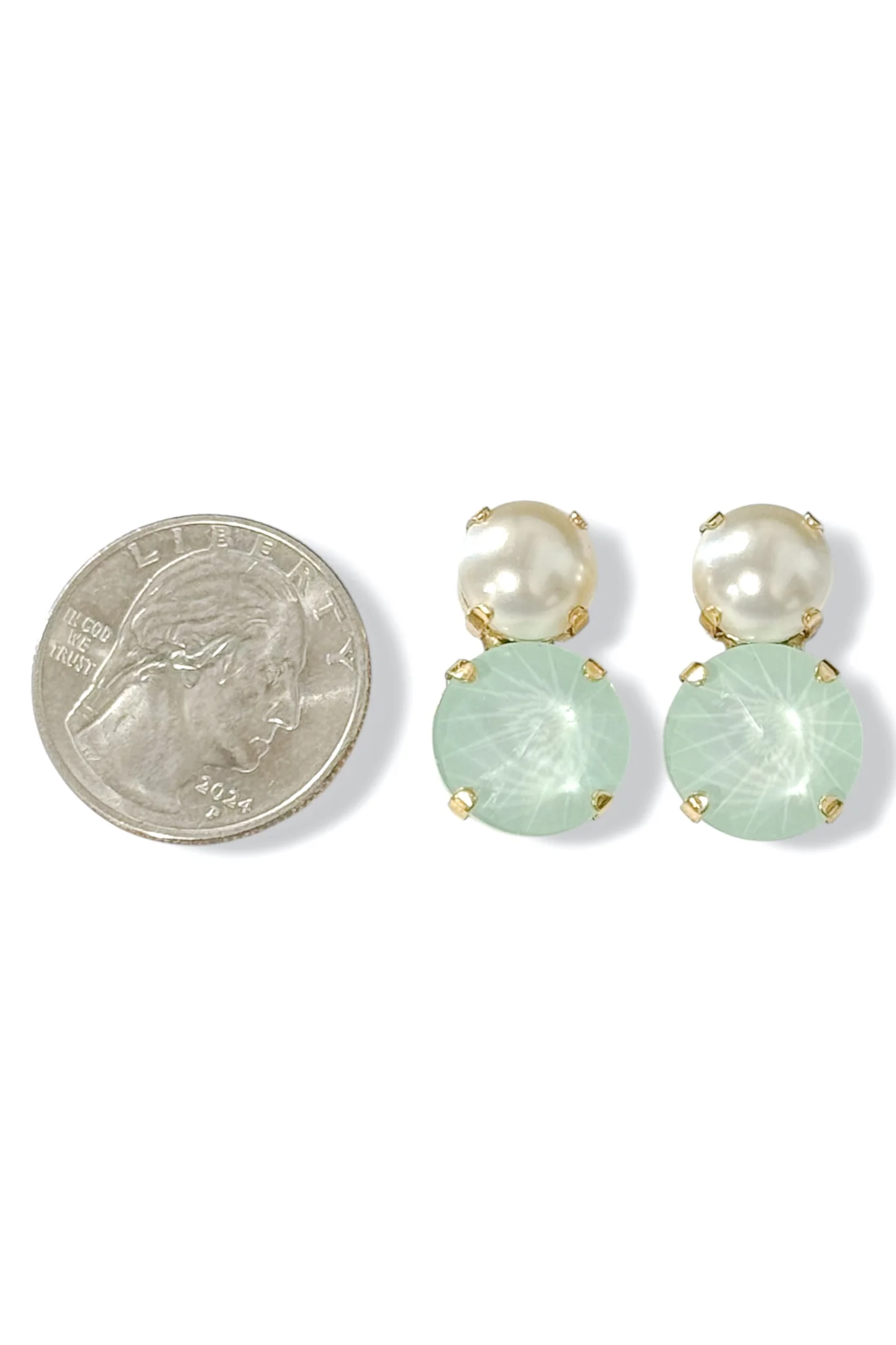 TOVA X TWT® Maegan Ultra Mint Pearl Earrings - Image 2
