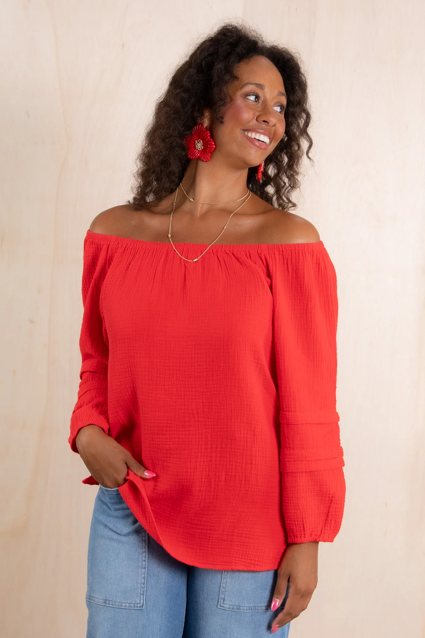 TRIBAL Bayberry Off Shoulder Long Sleeve Blouse *Final Sale* - Image 2