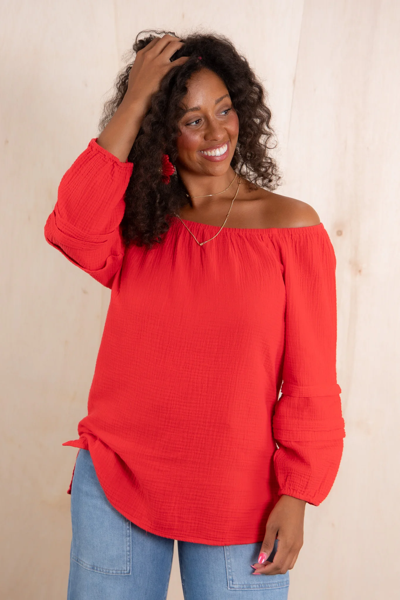 TRIBAL Bayberry Off Shoulder Long Sleeve Blouse *Final Sale* - Image 3
