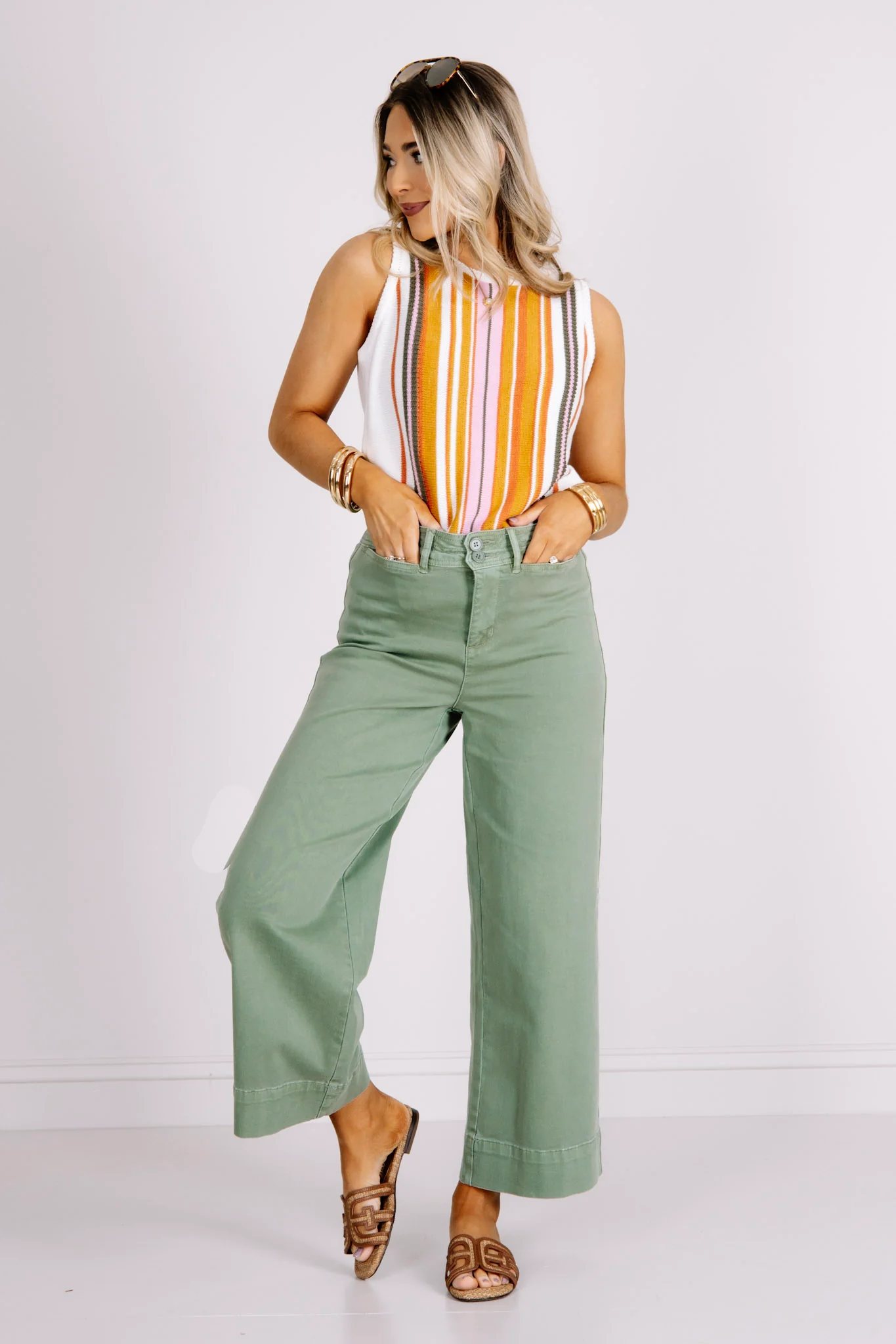 Tribal High Rise Moss Wide Leg Pant - Image 2