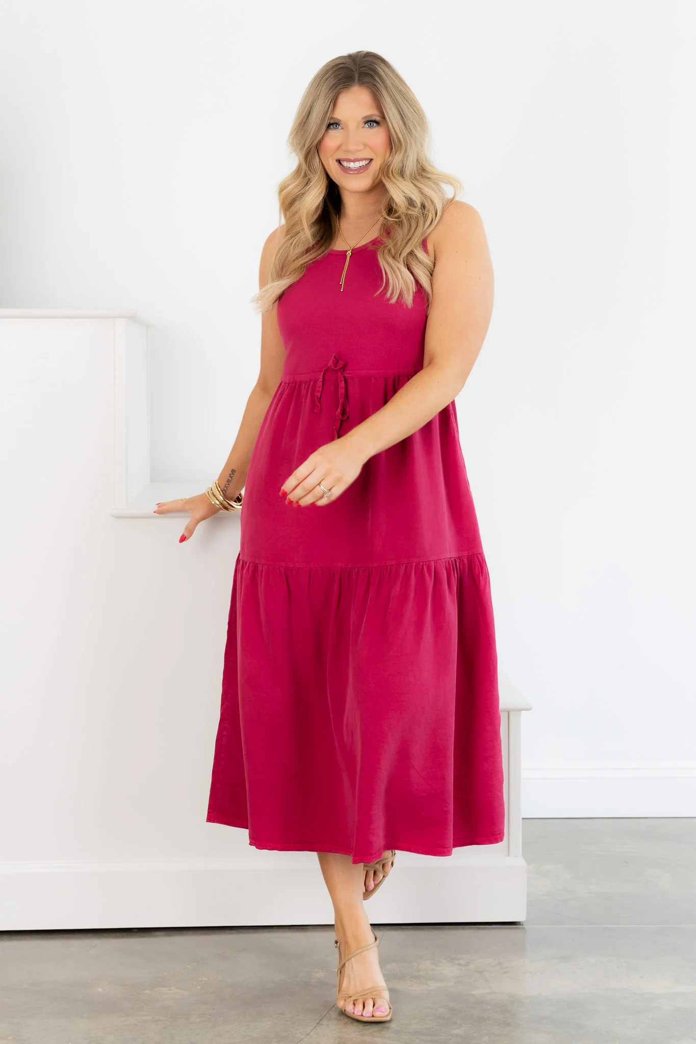 Tribal Sleeveless Gardenia Midi Dress - Image 3