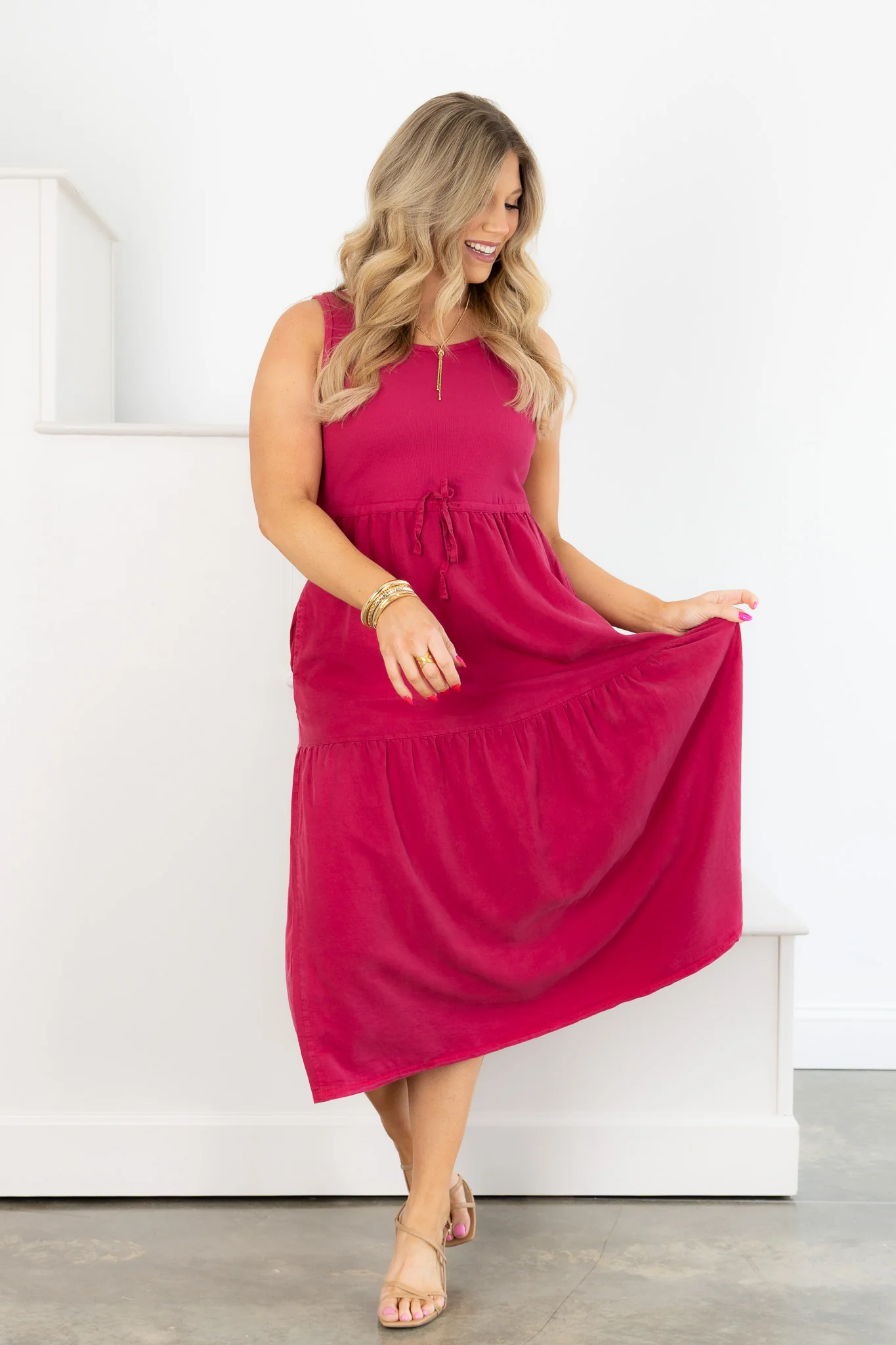 Tribal Sleeveless Gardenia Midi Dress - Image 5