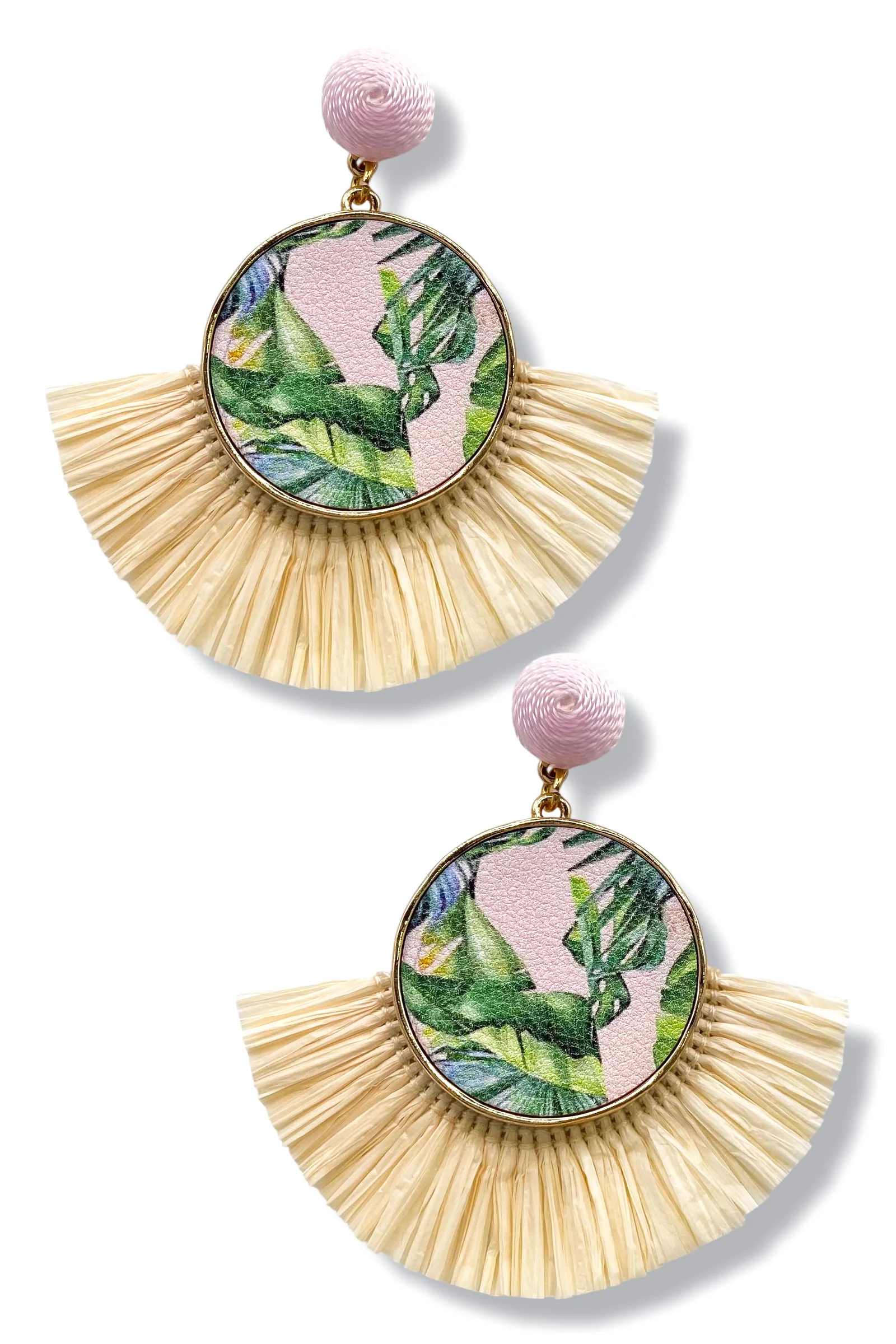 Tropical Vibes Leather Raffia Earrings *Final Sale*