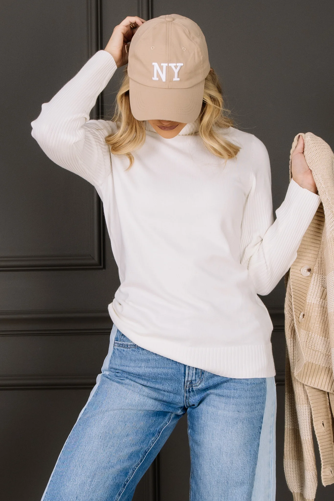 Tribal Turtleneck Cream Long Sleeve Sweater - Image 4