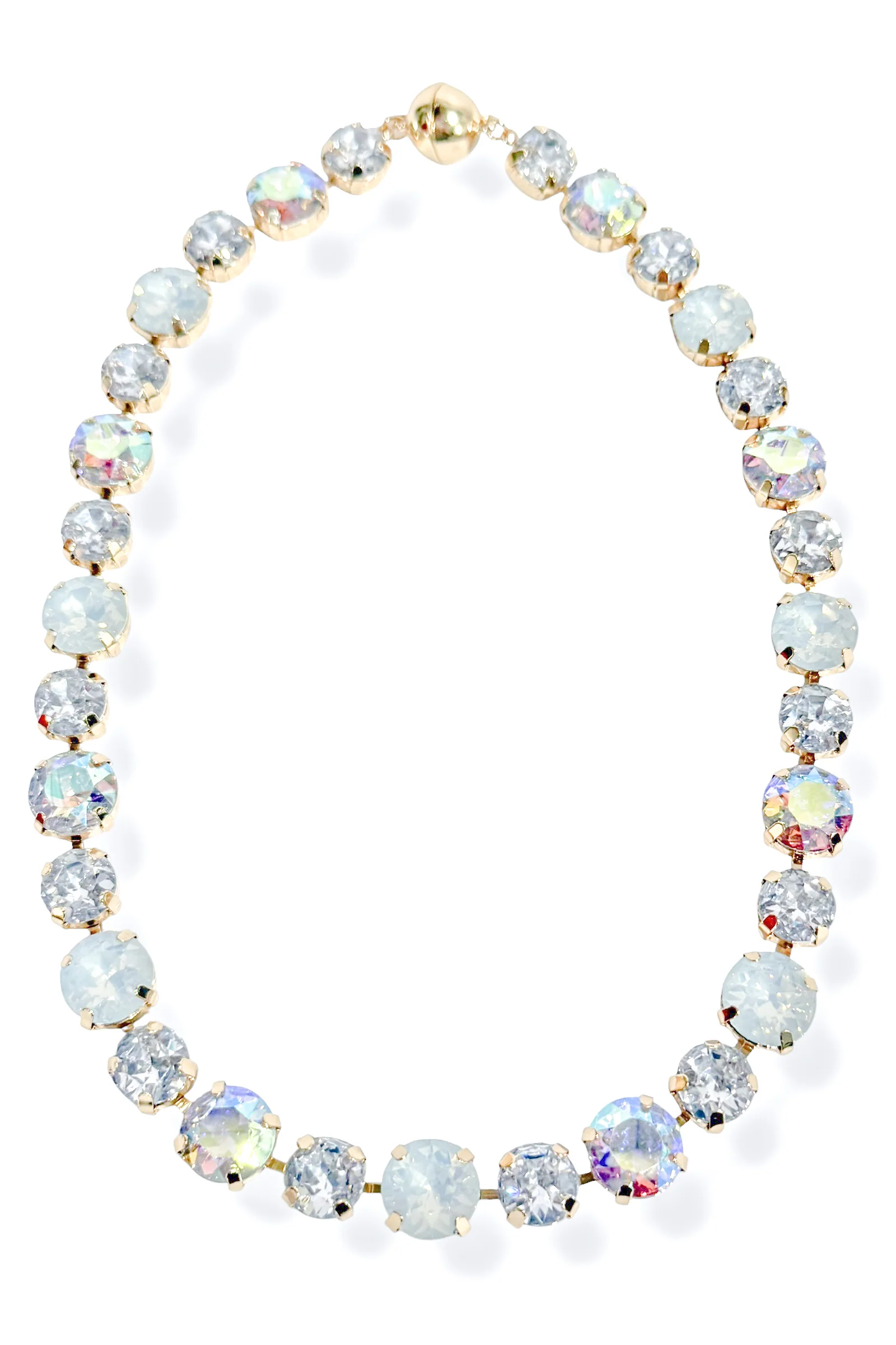 TWT® Margret Clear Abalone Glass Stone Magnetic Necklace