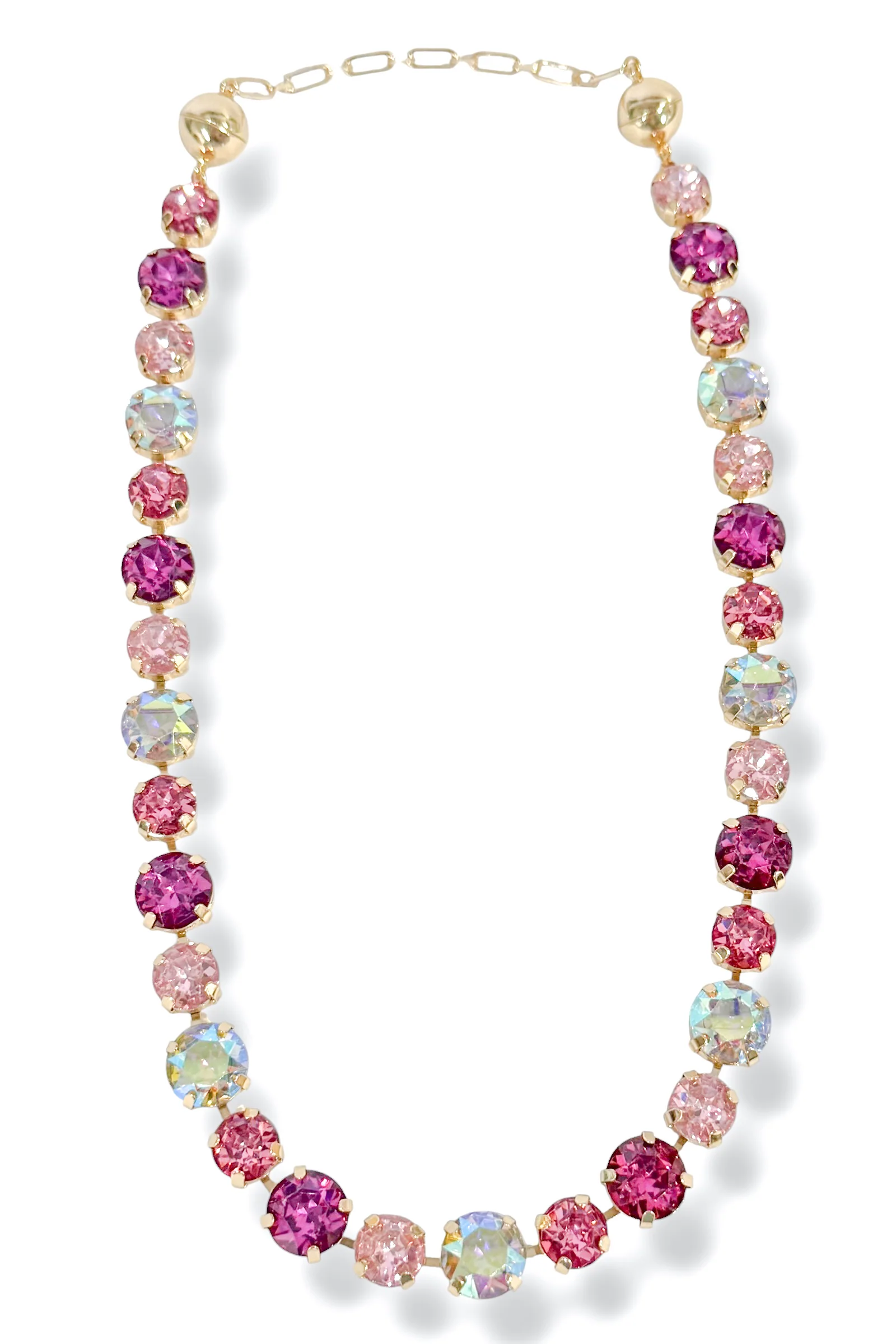 TWT® Collection Margret Fuchsia Glass Stone Magnetic Necklace - Image 2