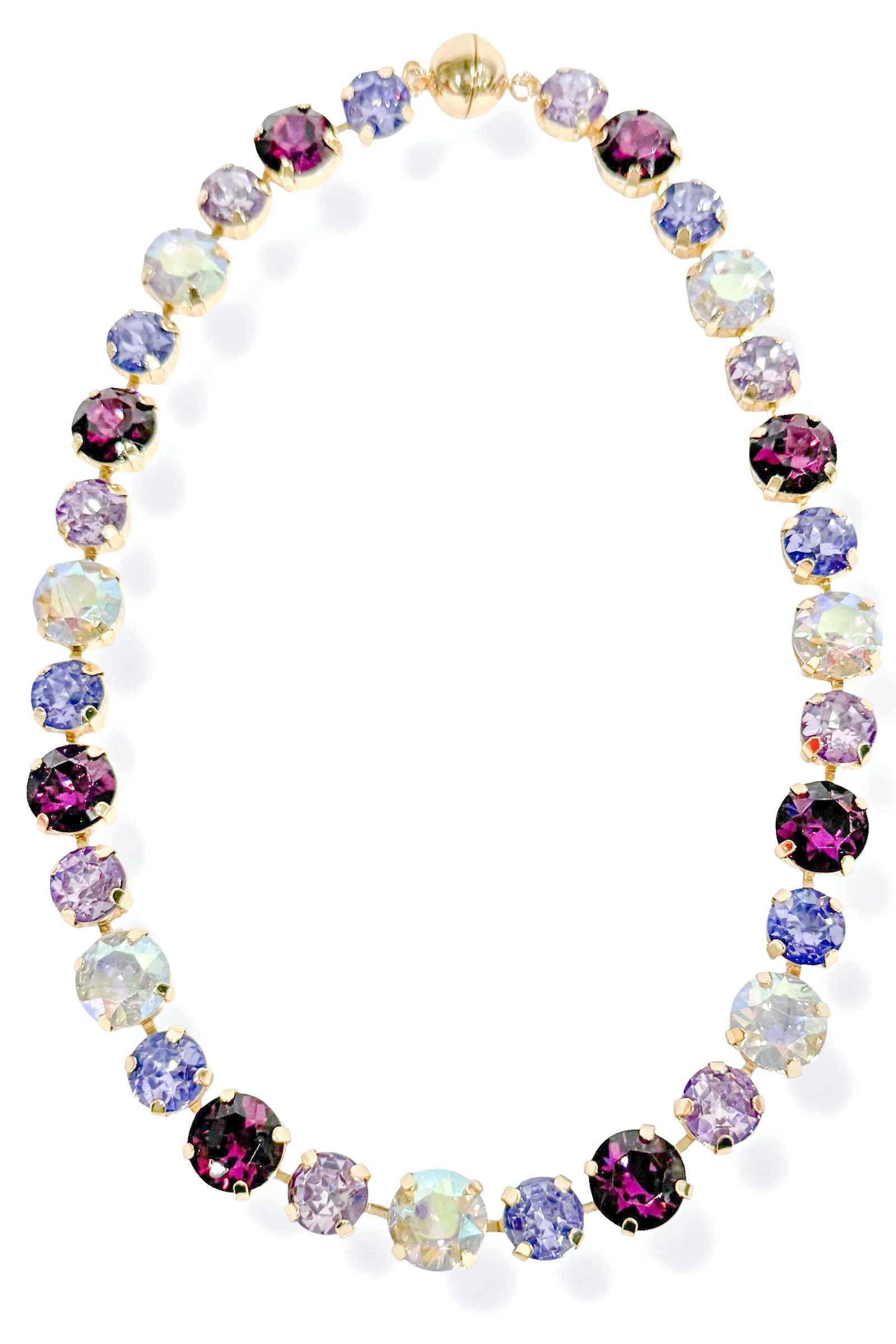 TWT® Margret Purple Glass Stone Magnetic Necklace