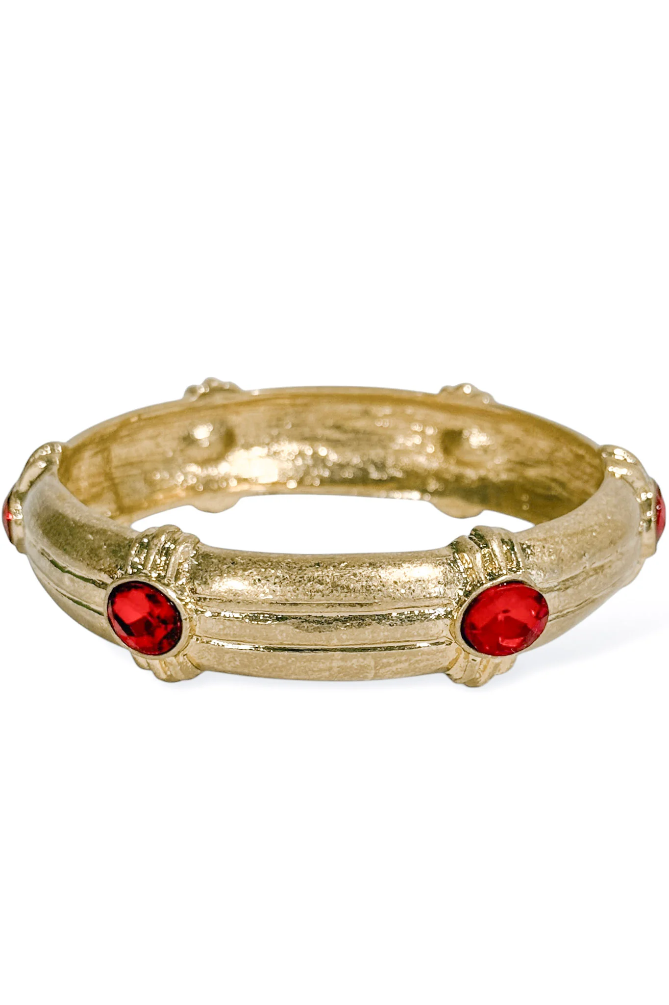 TWT® Harper Red Oval Stone Station Bangle Bracelet