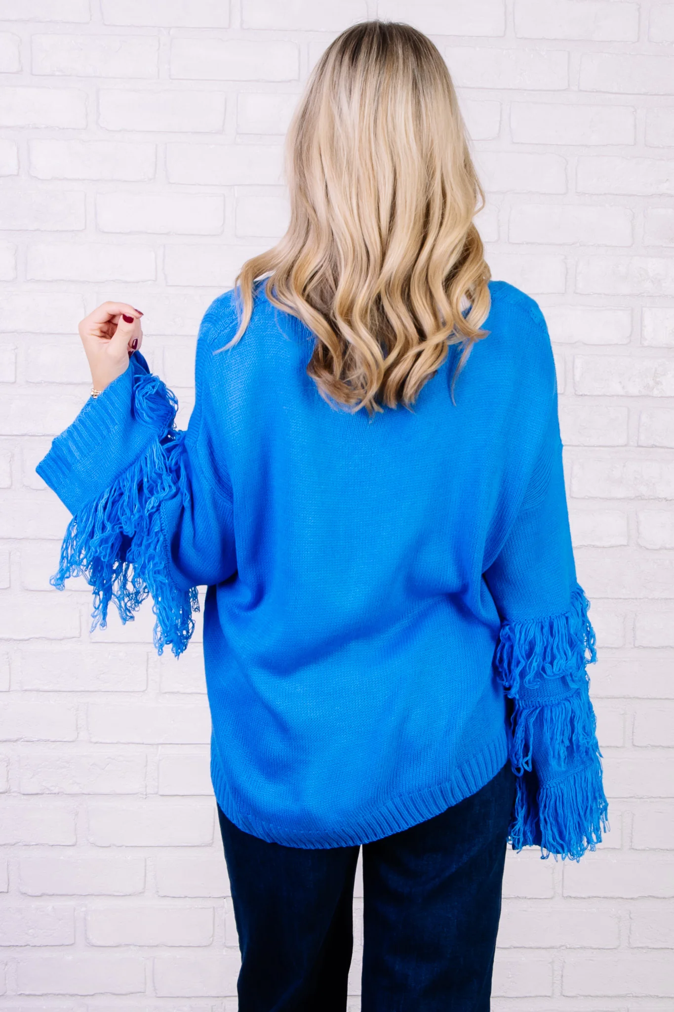 DOORBUSTER Kayce Ocean Blue Long Sleeve Sweater - Image 4