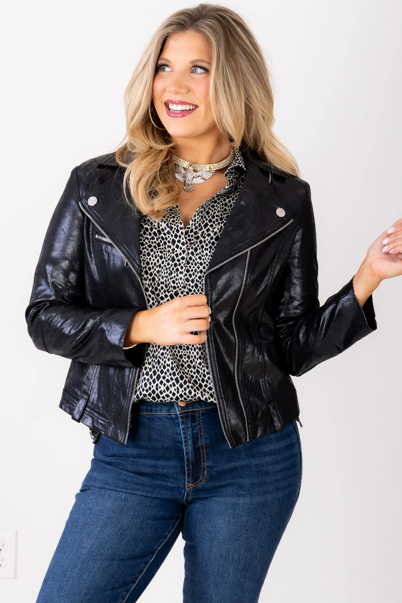 Insight Black Patent Vegan Leather Jacket