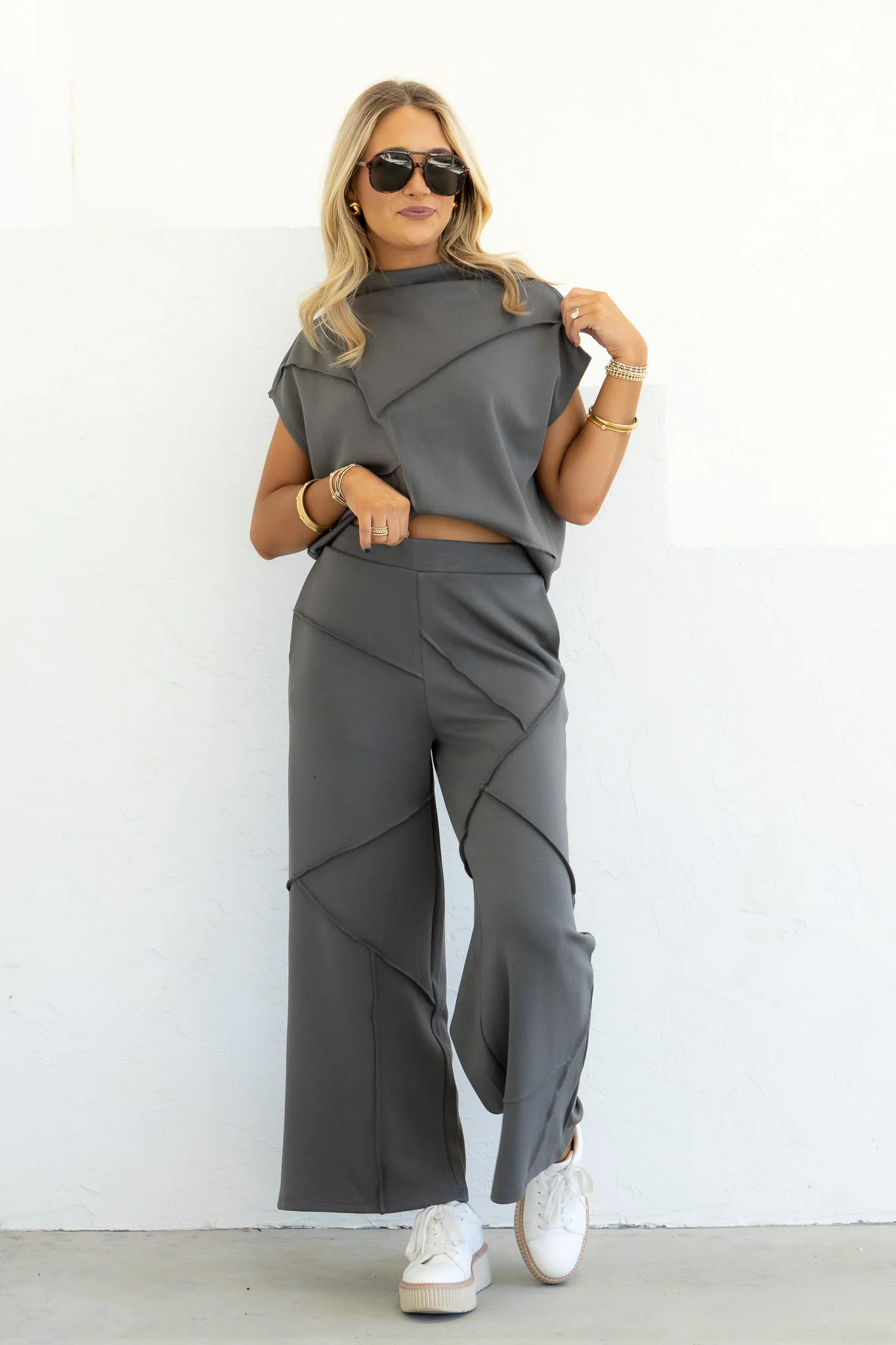 DOORBUSTER Veridy Grey Short Sleeve Top
