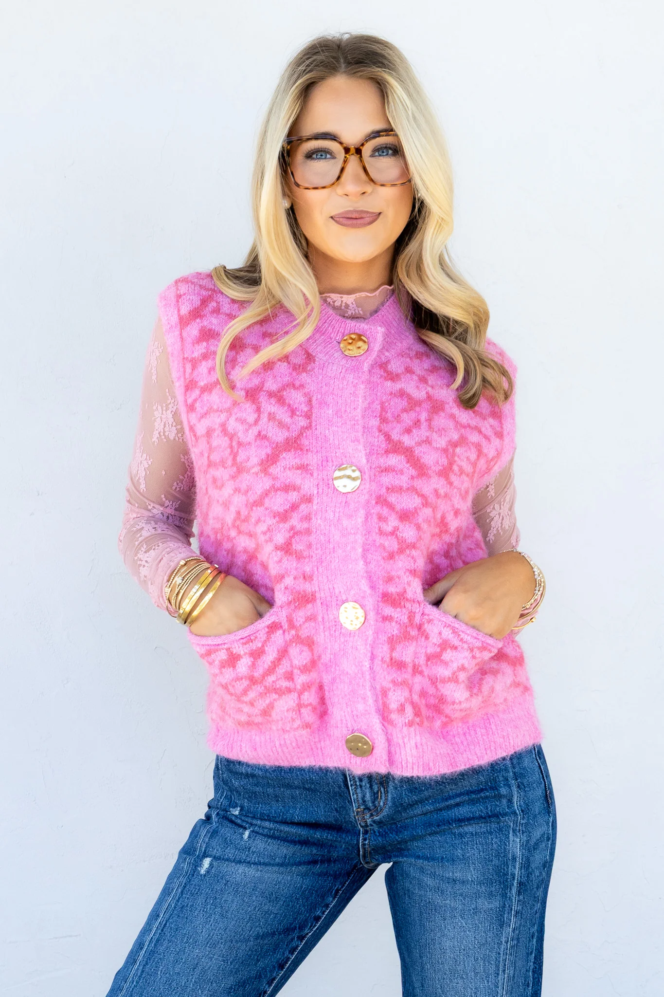 Samantha Leopard Pink Vest
