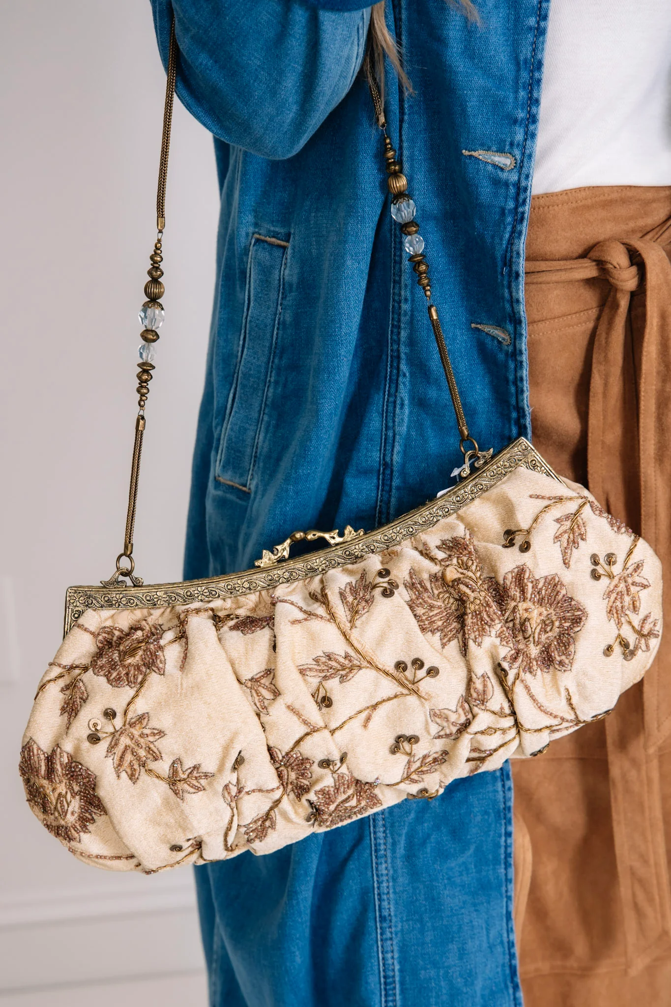 Ricki Designs Vintage Floral Embroidery Large Clutch