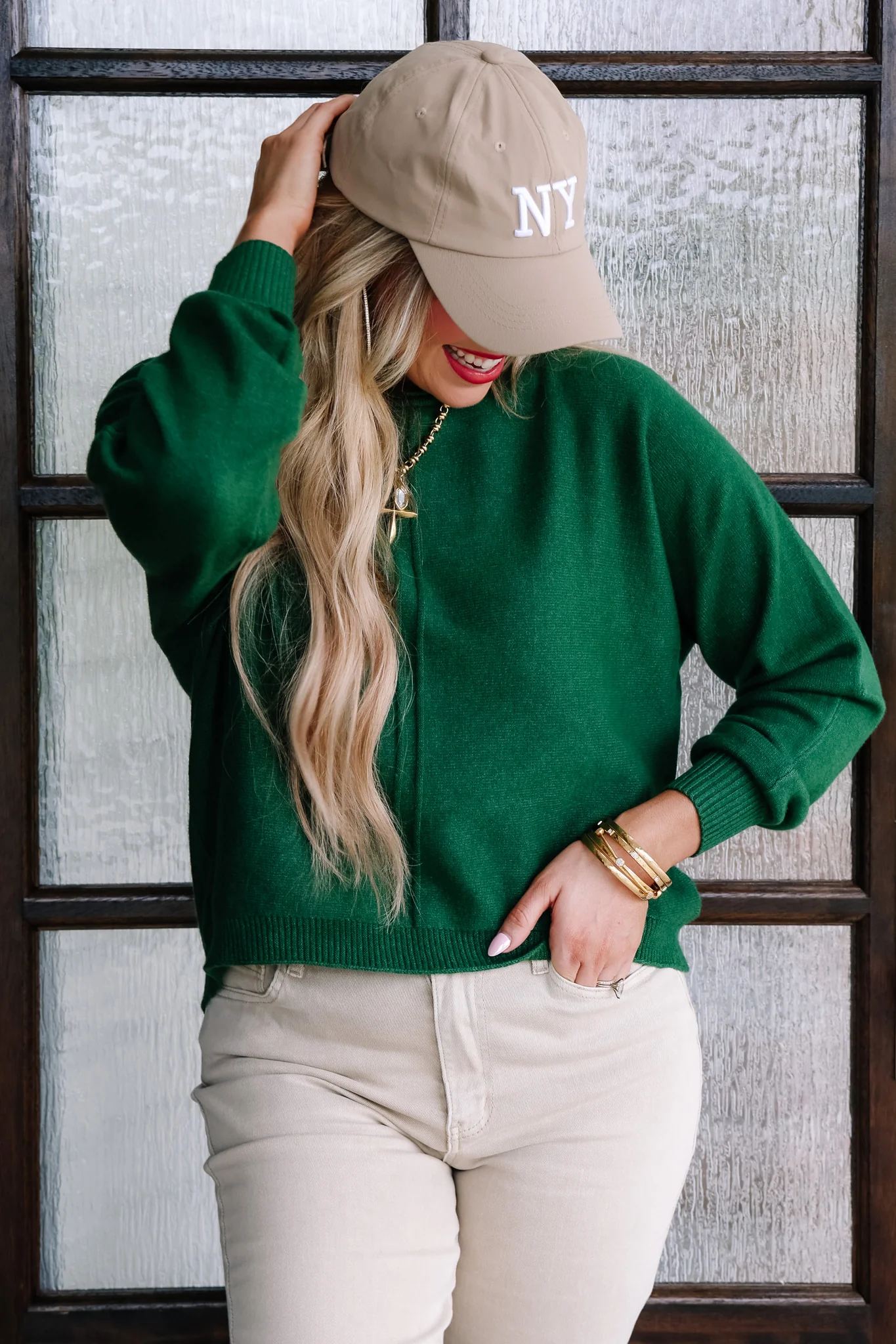 What A Treat Dark Green Long Sleeve Top - Image 4