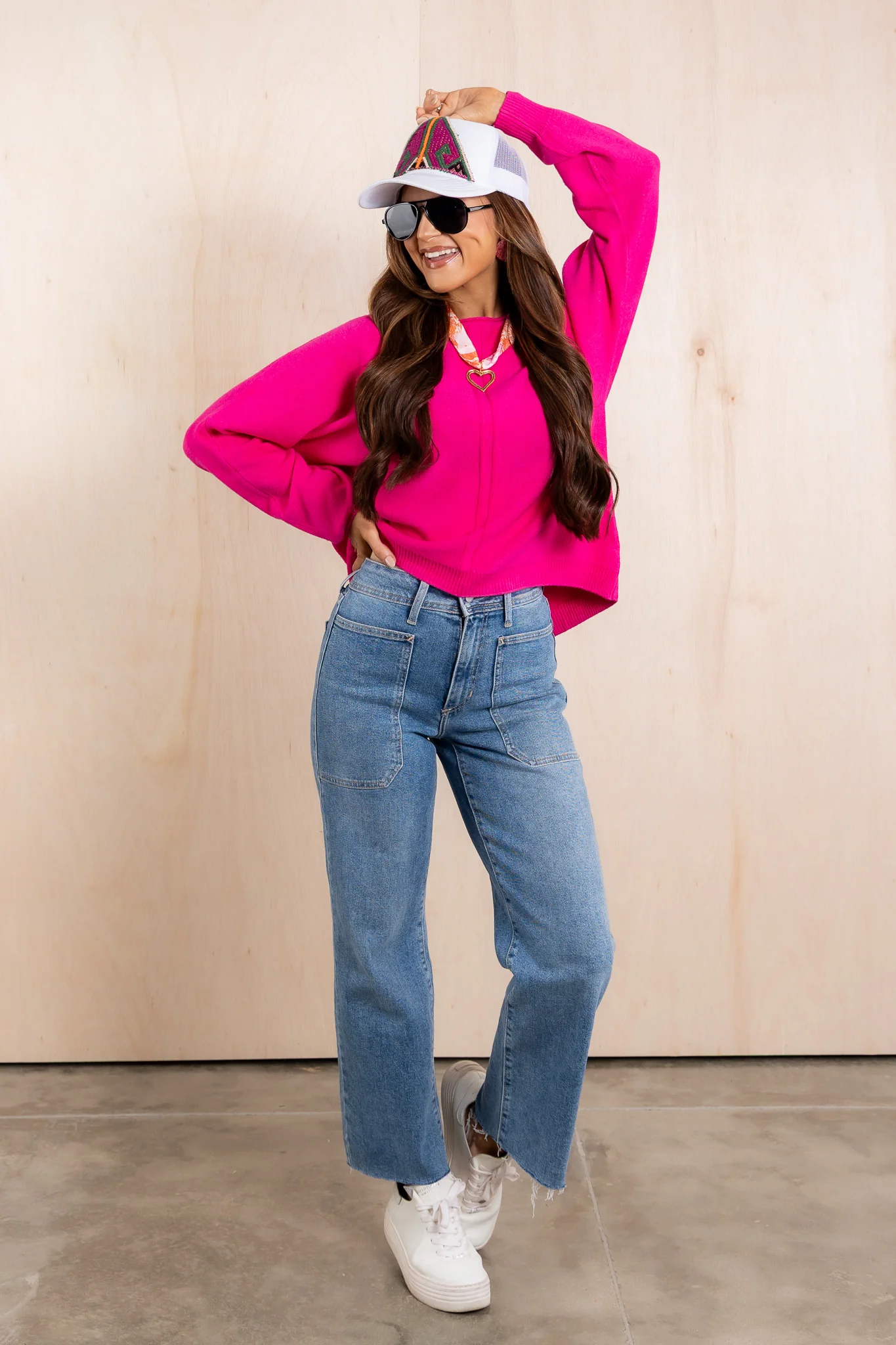 The What A Treat Neon Hot Pink Long Sleeve Top