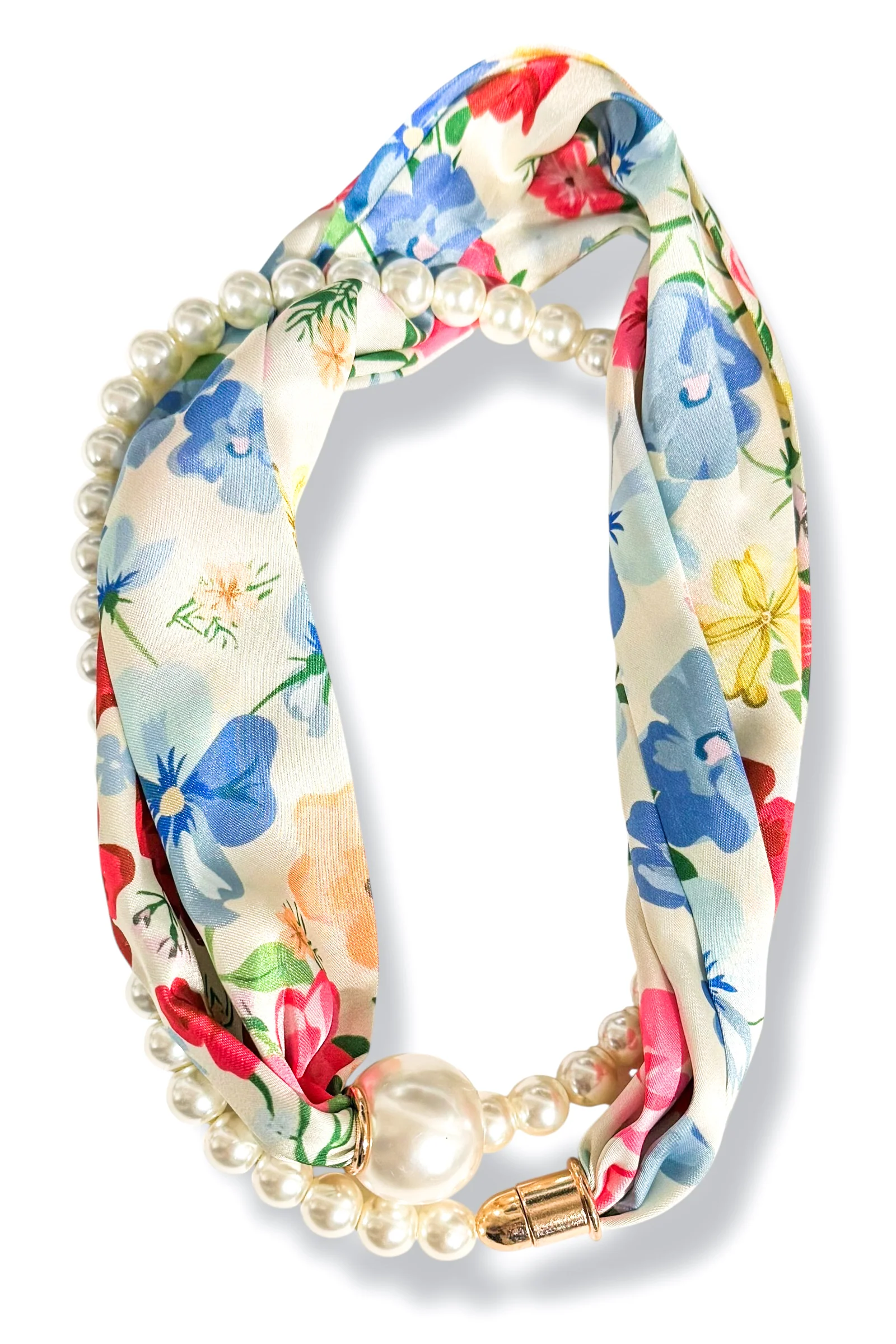 When Time Comes Pink & Pearl Layered Scarf Necklace