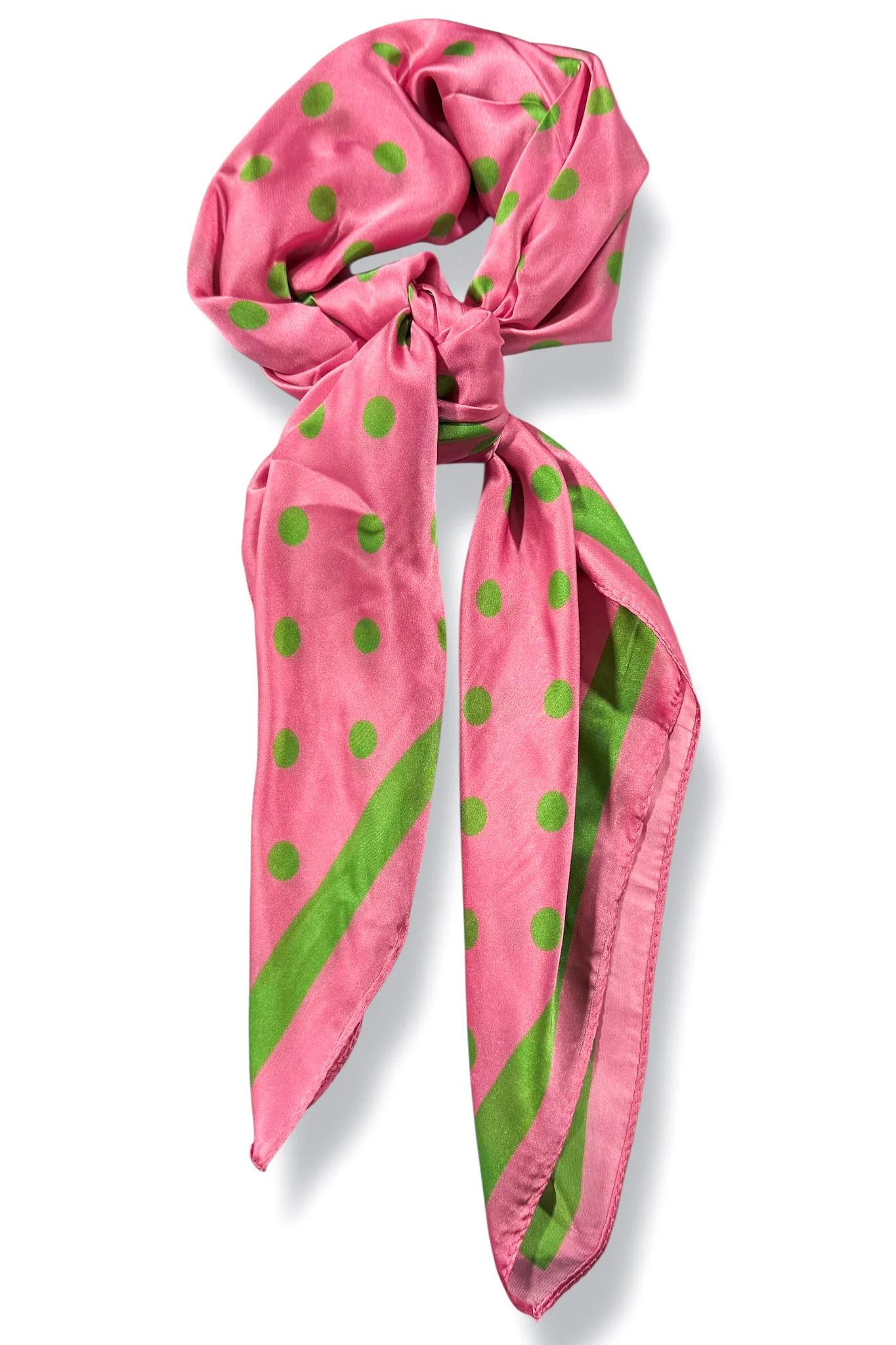 Where To Go Pink and Green Polka Dot Scarf