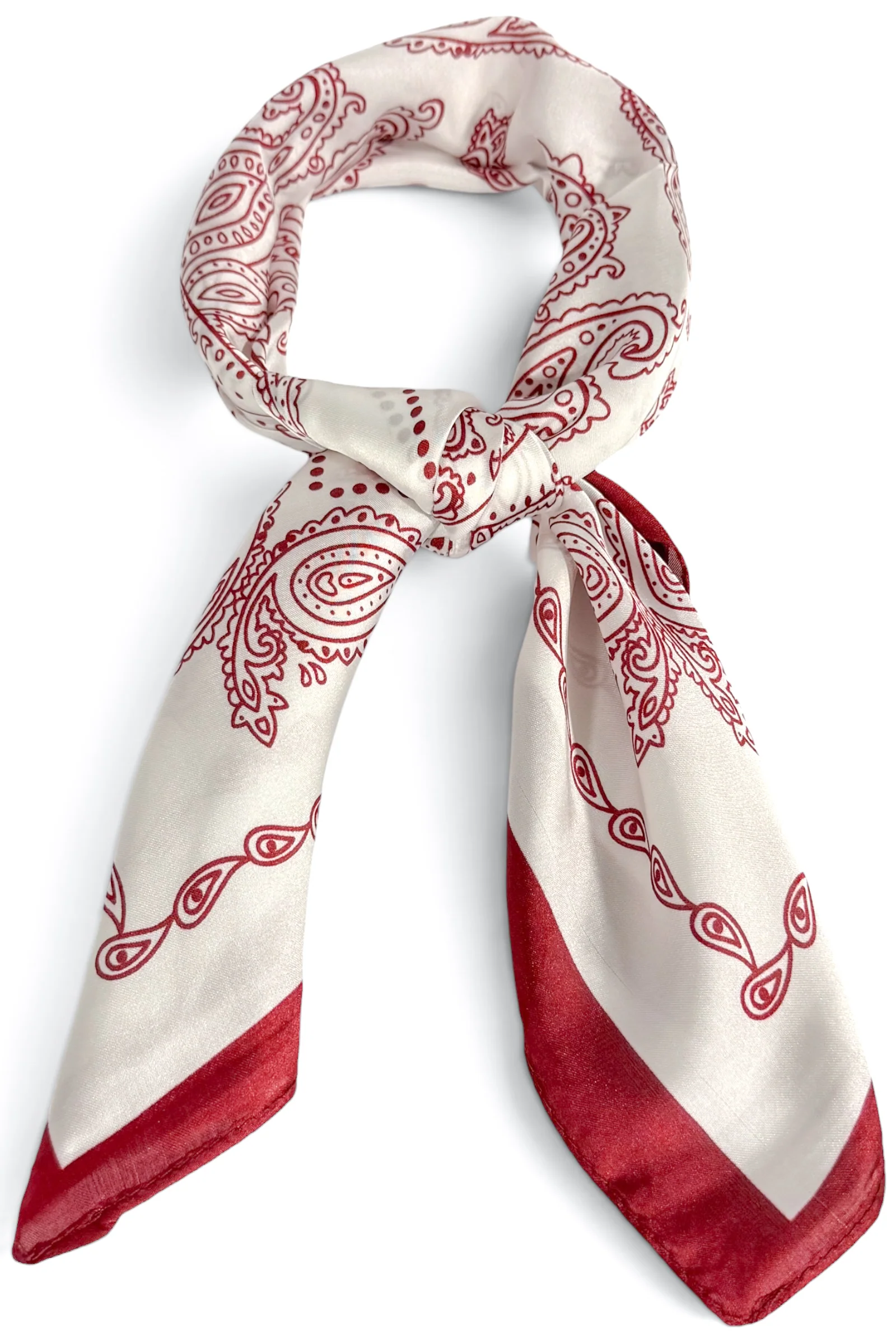 Brodie White and Red Paisley Square Scarf