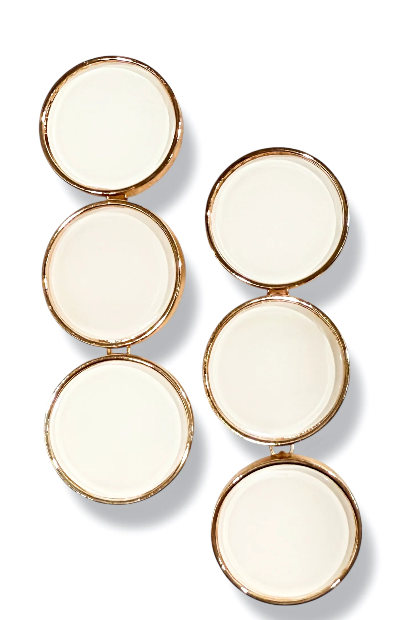 World Goes Round White Linear Round Disc Earrings