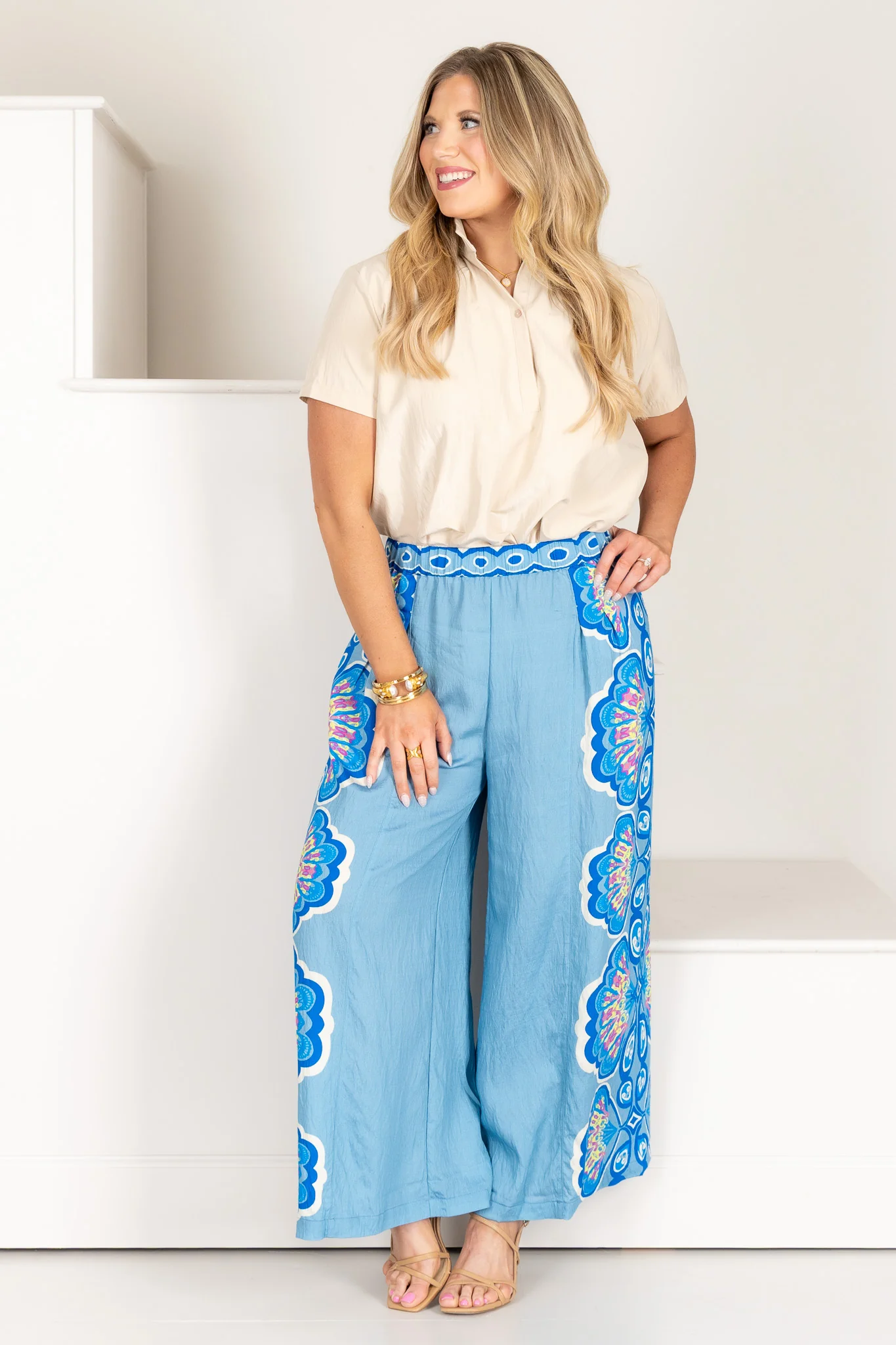 Happy Days Dusty Blue Wide Leg Pant - Image 4