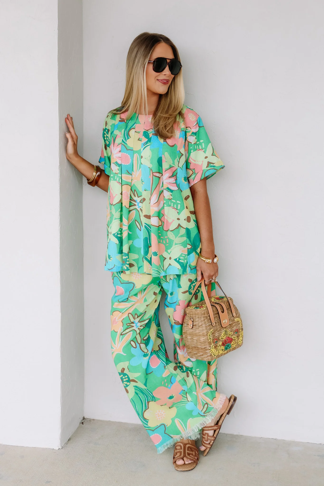 Feels Like Paradise Green Flash Printed Wide Leg Pant - Image 3