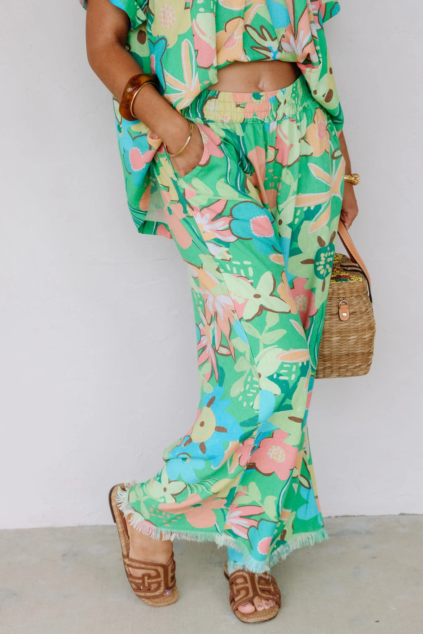 Feels Like Paradise Green Flash Printed Wide Leg Pant - Image 4