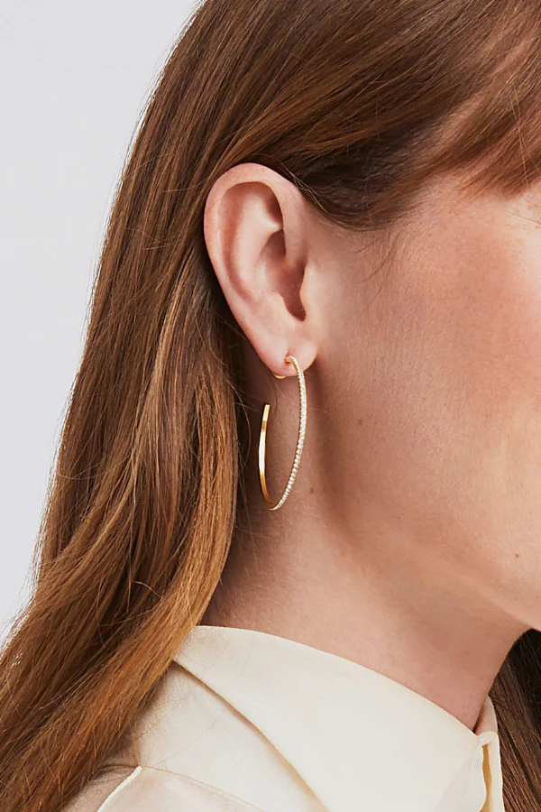 Julie Vos Windsor Gold Cubic Zirconia Large Hoop Earrings - Image 2