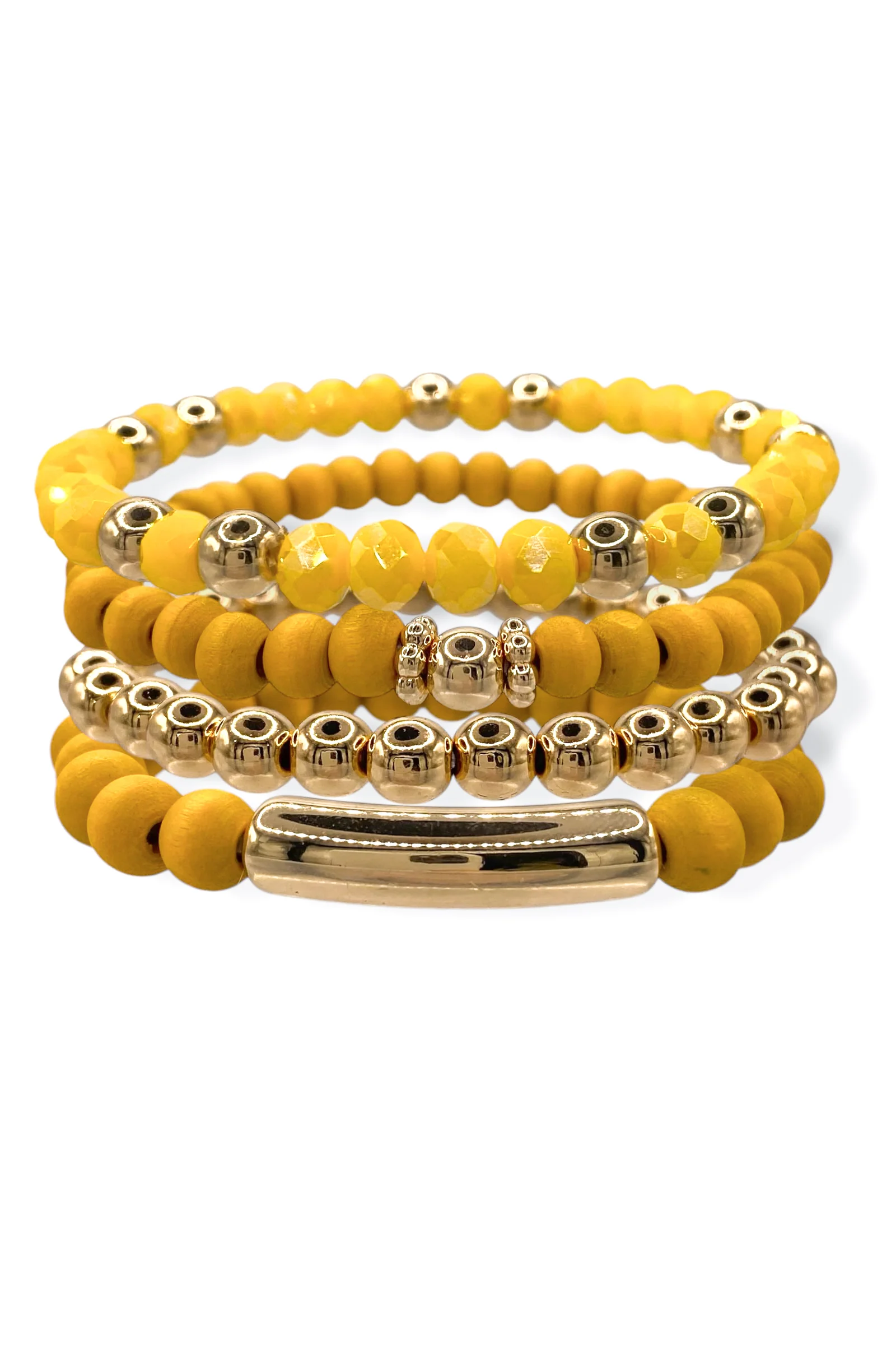 On The Run Mustard Beaded Bracelet Set - FINAL SALE