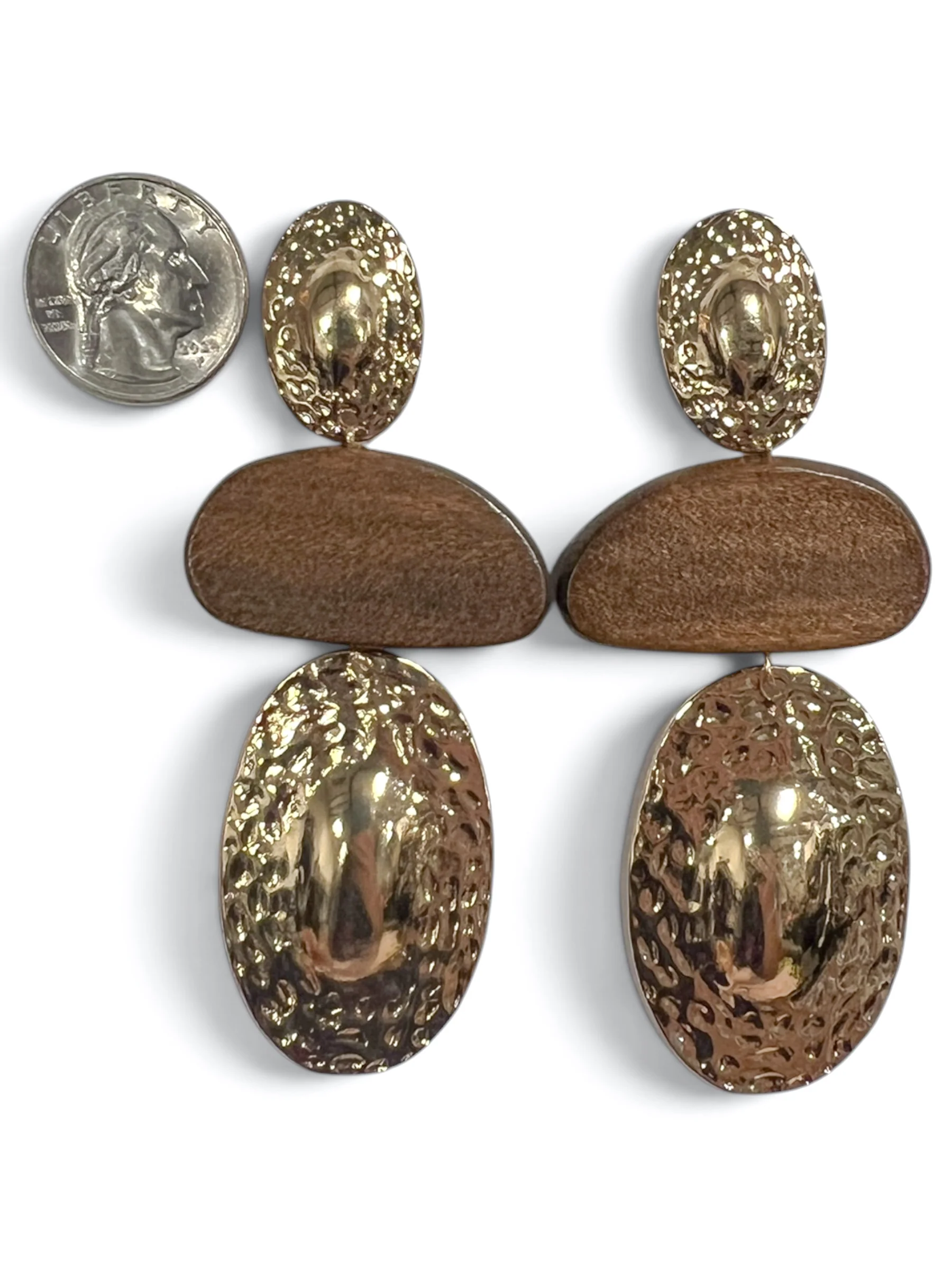 Be Fearlessly Authentic Gold and Brown Dangle Earrings - Image 2