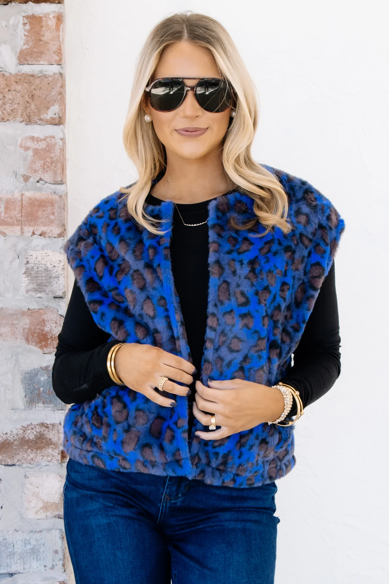 Molly Bracken Royal Blue Leopard Vest - Image 3