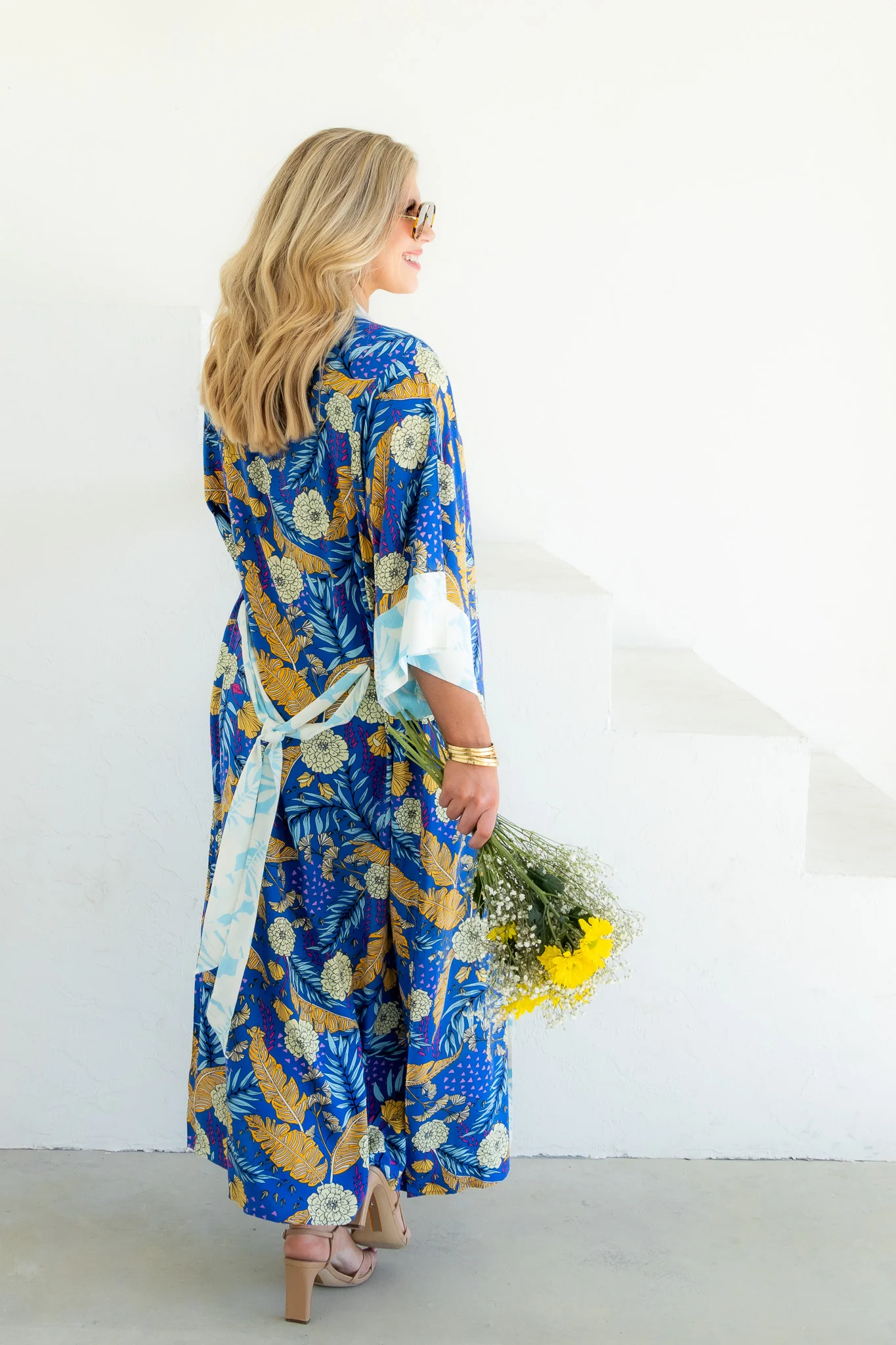 Tribal Palms Morocco Flare Sleeve Tie Waist Duster - Image 3