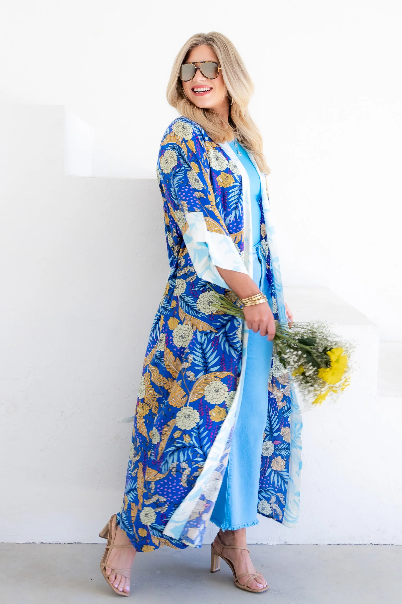 Tribal Palms Morocco Flare Sleeve Tie Waist Duster - Image 5
