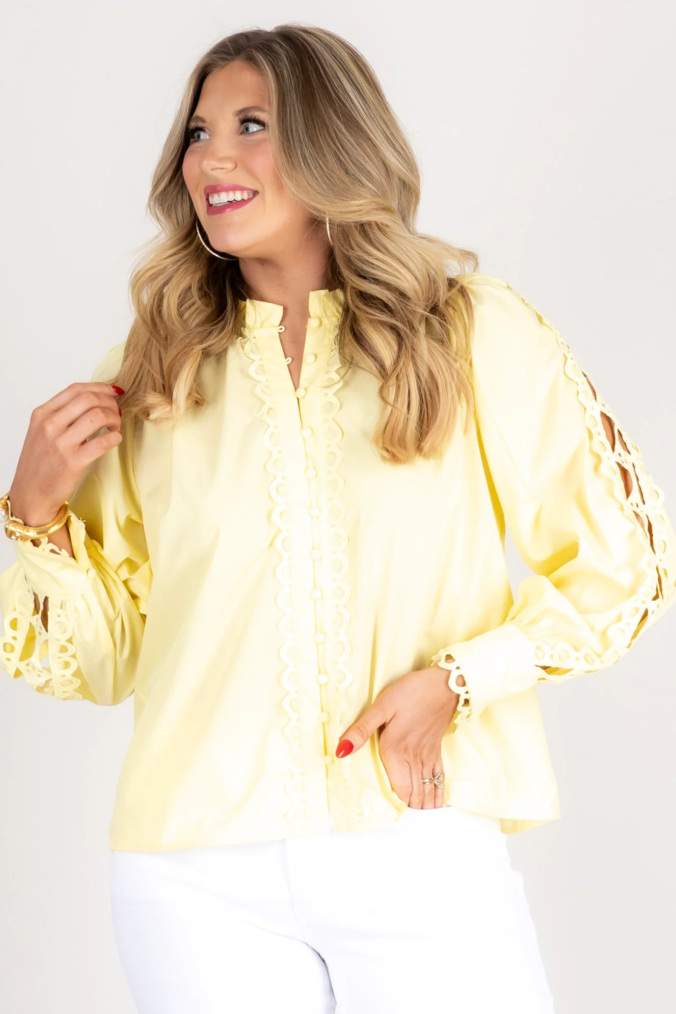 Sunny Days Yellow Long Sleeve Blouse - Image 2