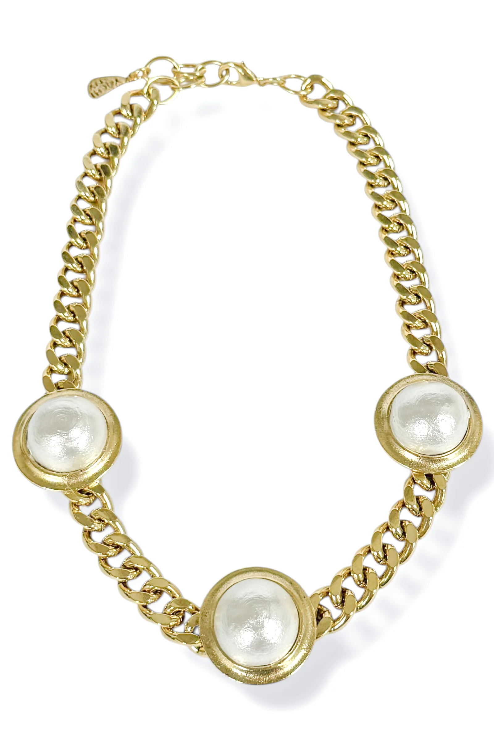 Yochi Best Time Pearl Station Chain Necklace