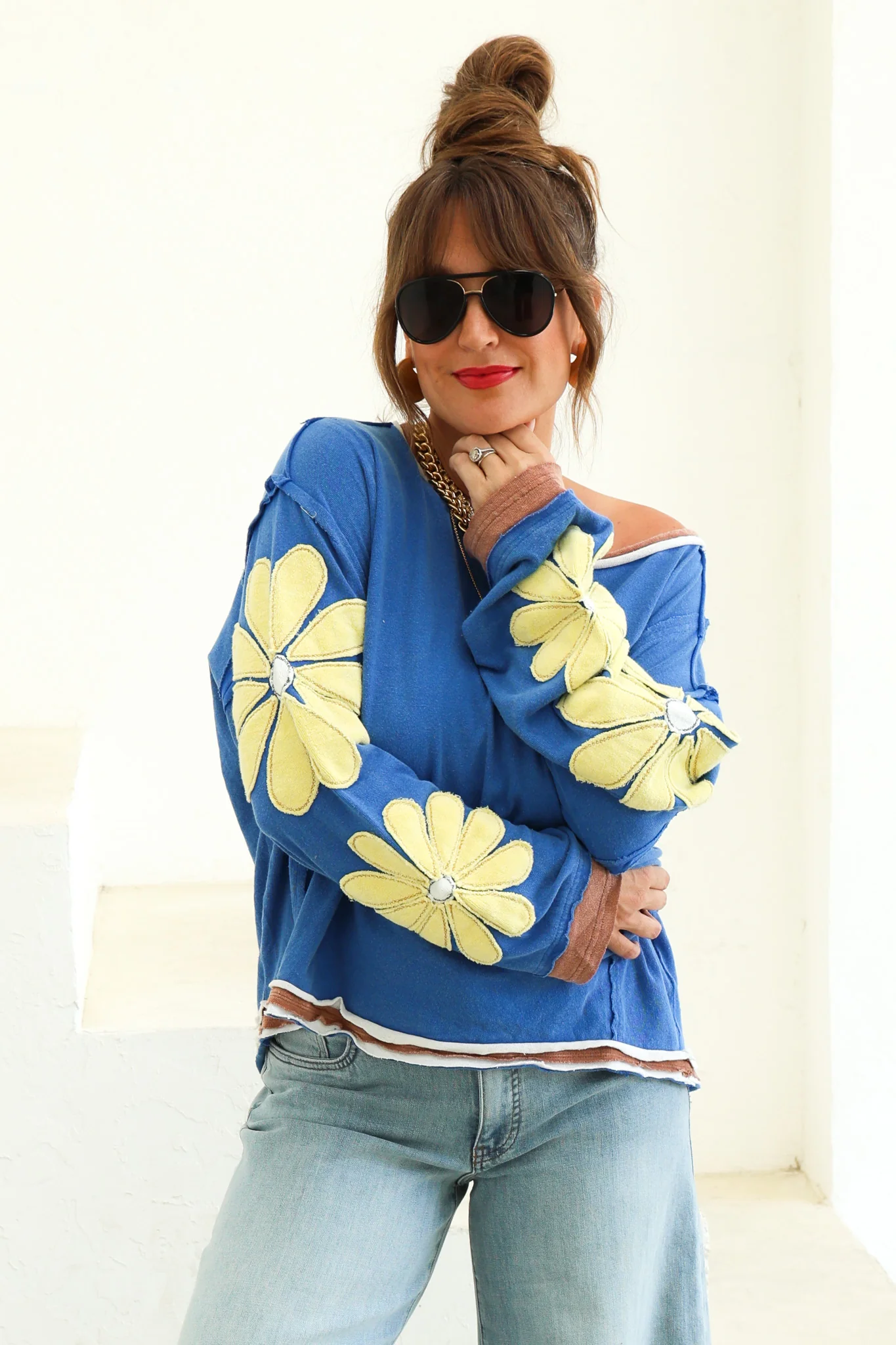 Free People You're A Star Navy Combo Long Sleeve Top - Image 2