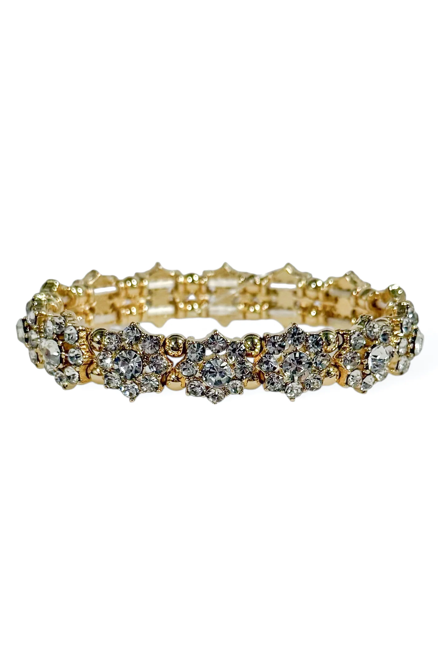 Yours Truly Clear and Gold Flower Stretch Bracelet