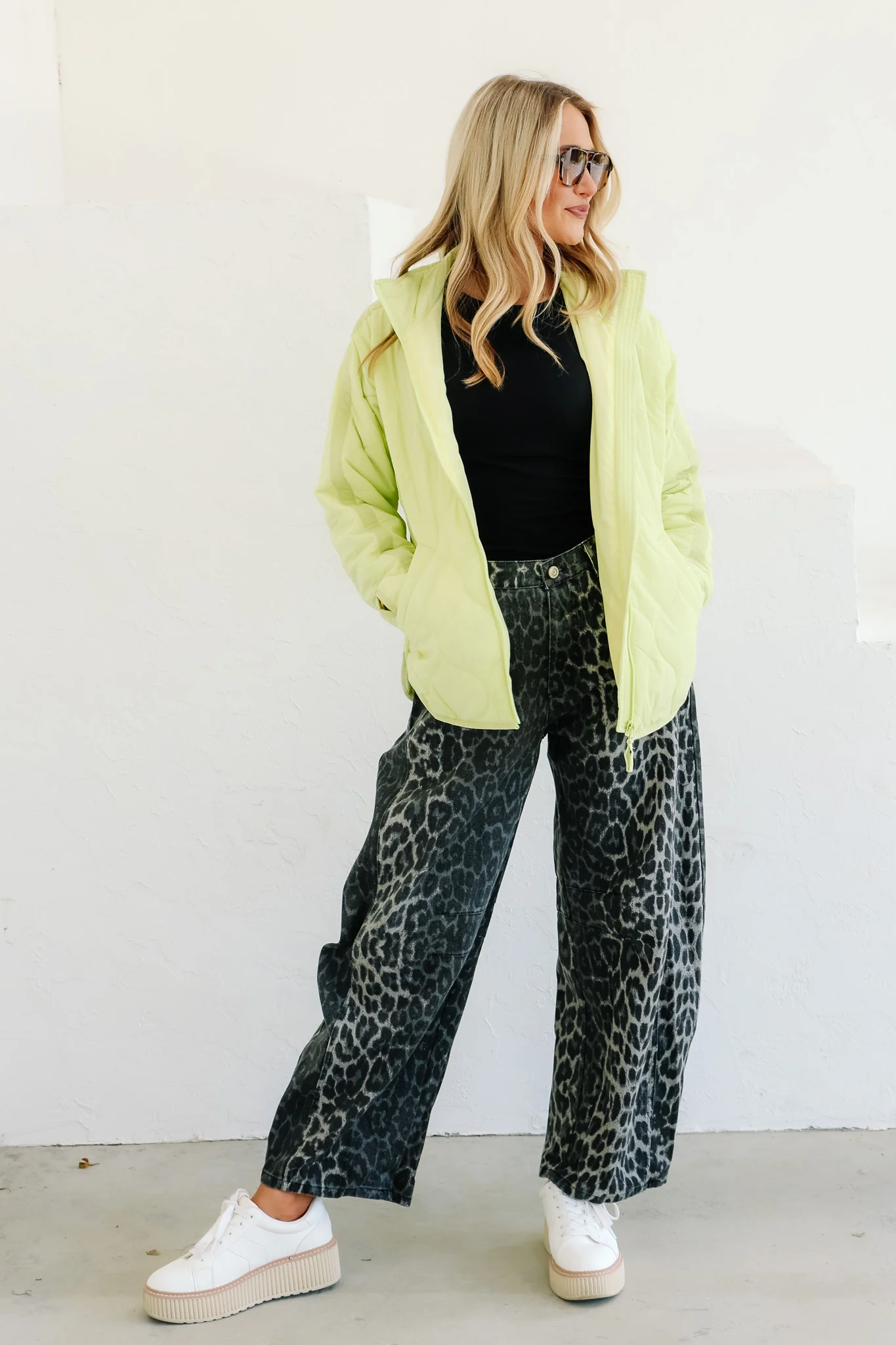 Chill in the Air Lime Mist Long Sleeve Quilted Jacket - Image 2
